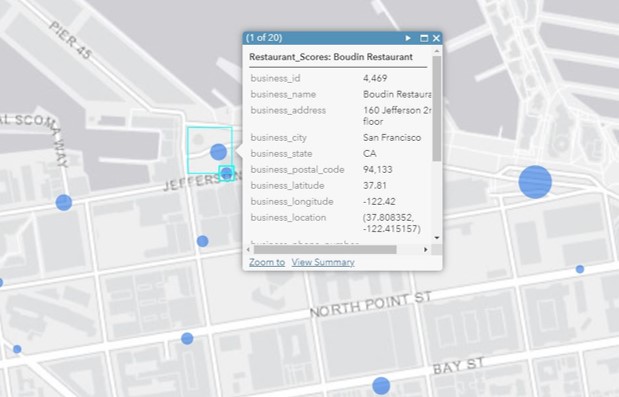Une fenêtre contextuelle dans Map Viewer Une fenêtre contextuelle dans Map Viewer