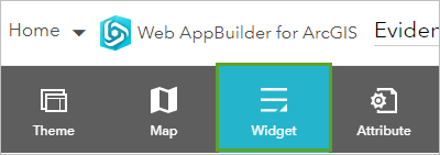 Sélectionner l’onglet widget dans la navigation supérieure.
