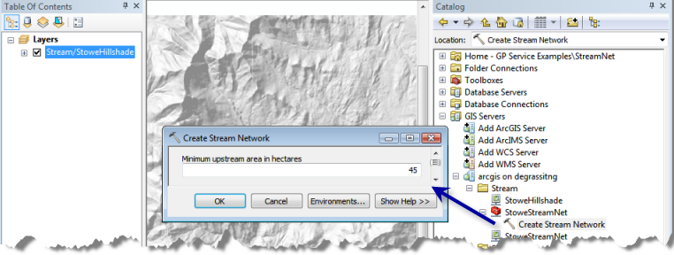 ArcMap avant l’exécution de la tâche Créer un réseau hydrographique ArcMap avant l’exécution de la tâche Créer un réseau hydrographique